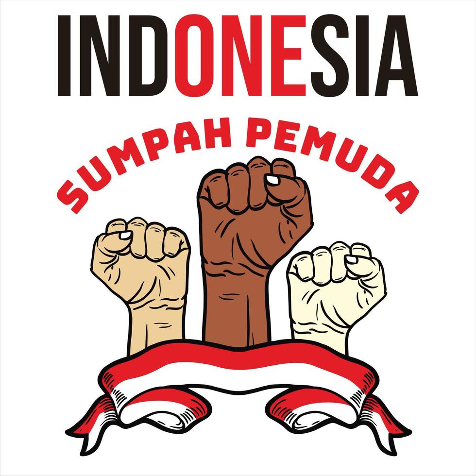 hari sumpah pemuda, 28 oktober Traducción octubre 28 contento día juventud promesa de Indonesia vector ilustración.