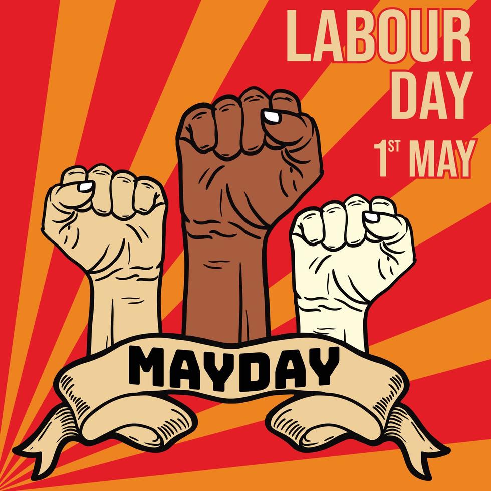 mayday vector illustration. international labor day.