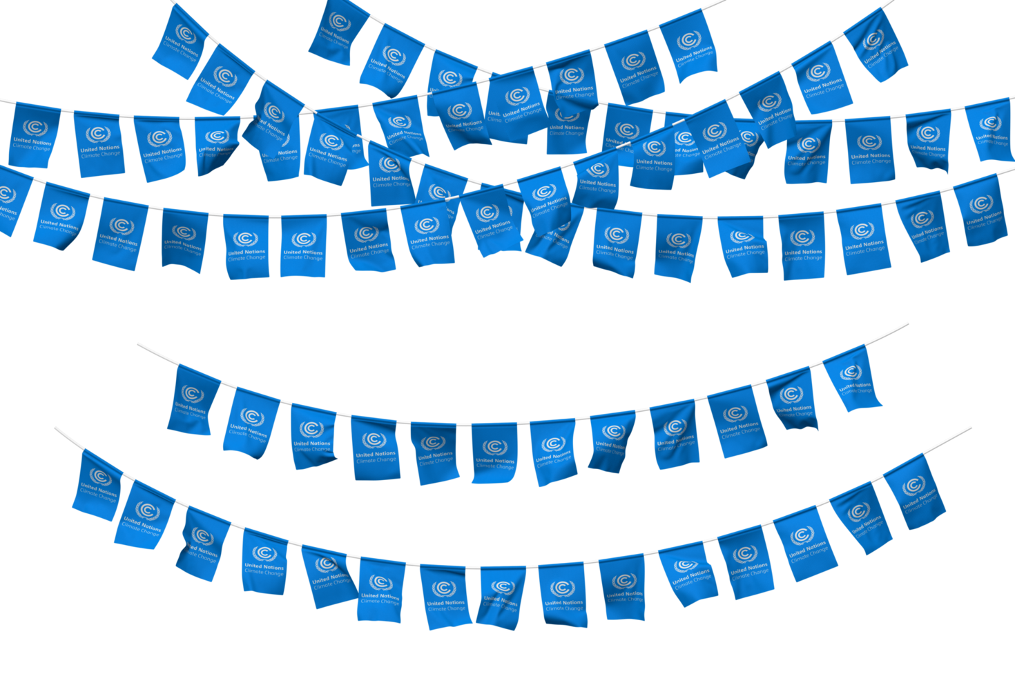 United Nations Framework Convention on Climate Change, UNFCCC Flag Bunting Decoration on The Rope, Jhandi, Set of Small Flag Celebration, 3D Rendering png