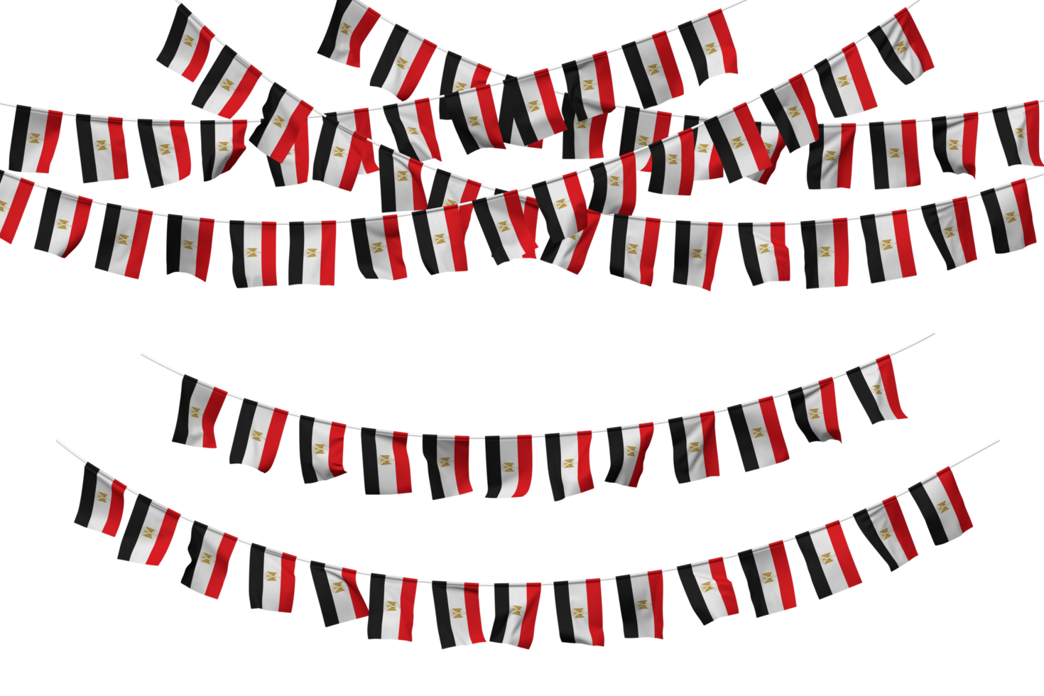 Egypt Flag Bunting Decoration on The Rope, Jhandi, Set of Small Flag Celebration, 3D Rendering png