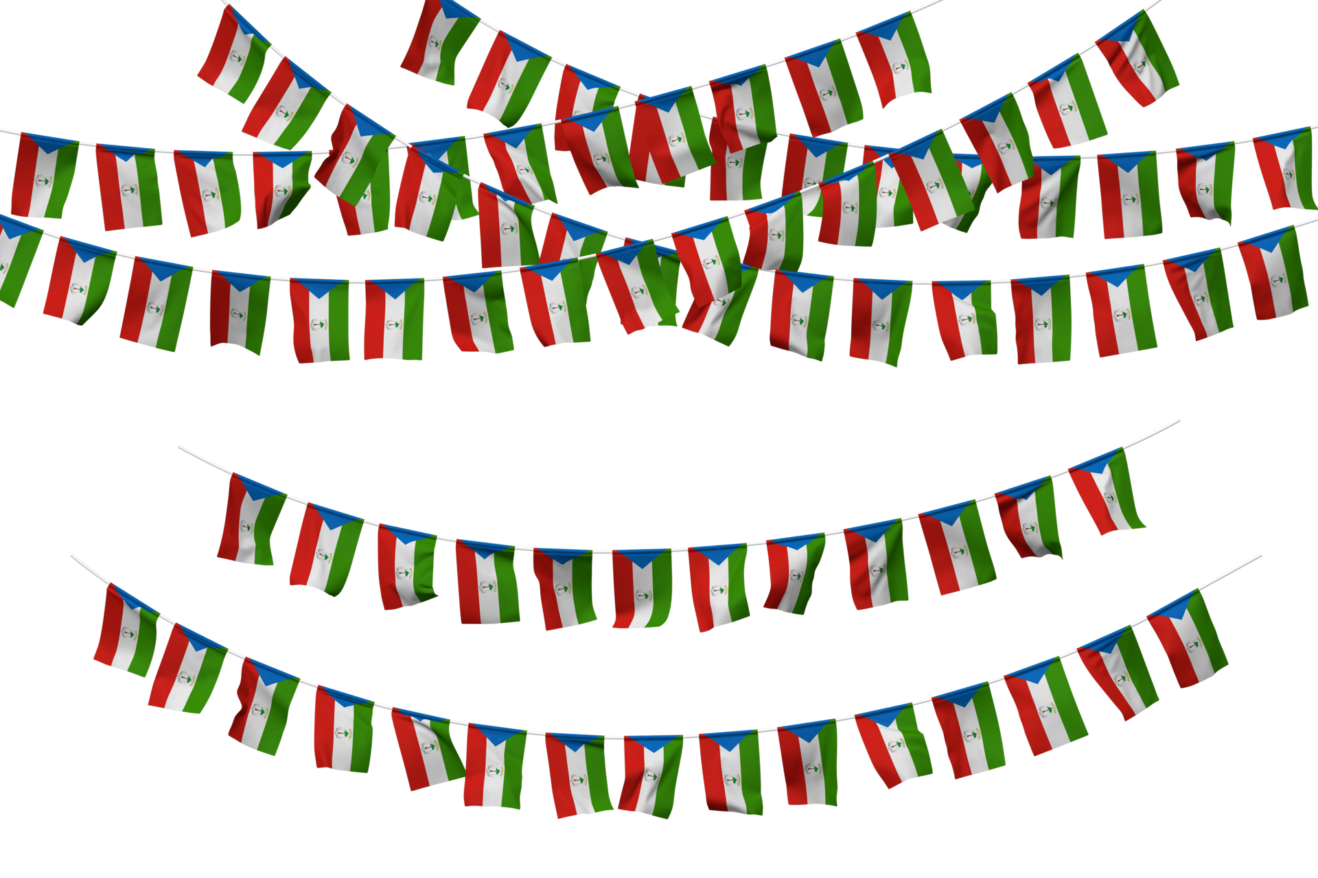 Equatorial Guinea Flag Bunting Decoration on The Rope, Jhandi, Set