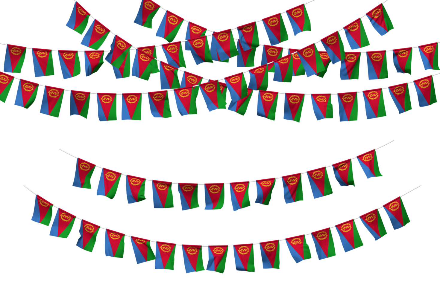Eritrea Flag Bunting Decoration on The Rope, Jhandi, Set of Small Flag Celebration, 3D Rendering png