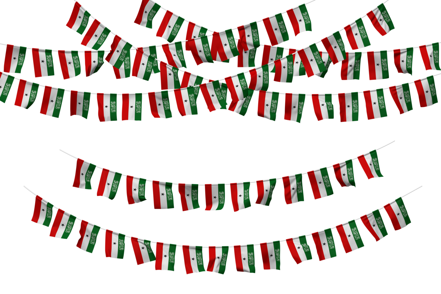 somaliland Flagge Ammer Dekoration auf das Seil, jhandi, einstellen von klein Flagge Feier, 3d Rendern png