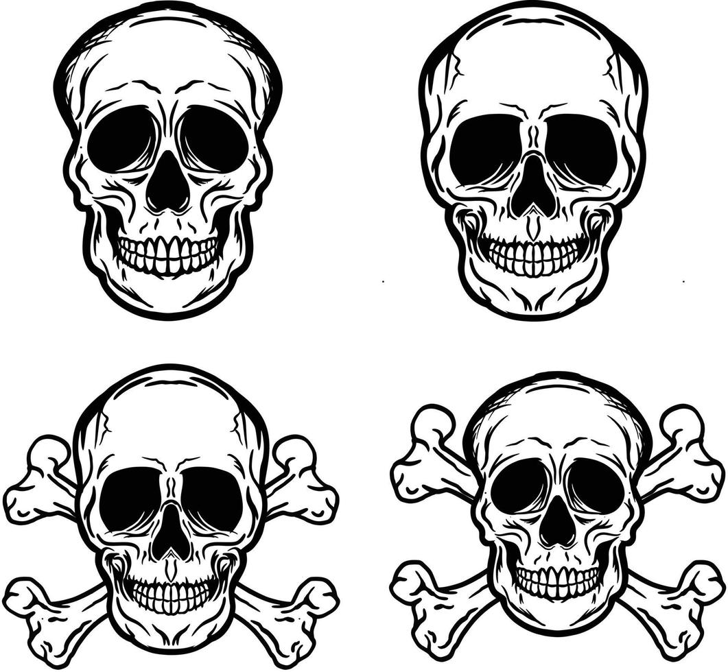 Skull head crossbones vector image illustrations