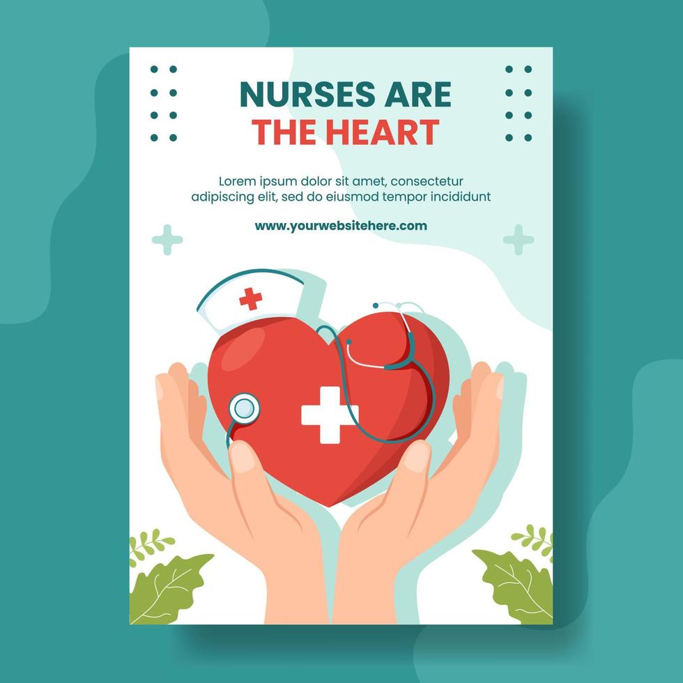 International Nurses Day Vertical Poster Flat Cartoon Hand Drawn Templates Background Illustration vector