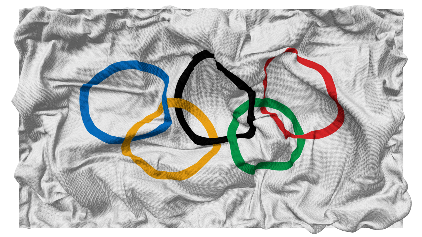 olympisch Flagge Wellen mit realistisch stoßen Textur, 3d Rendern png
