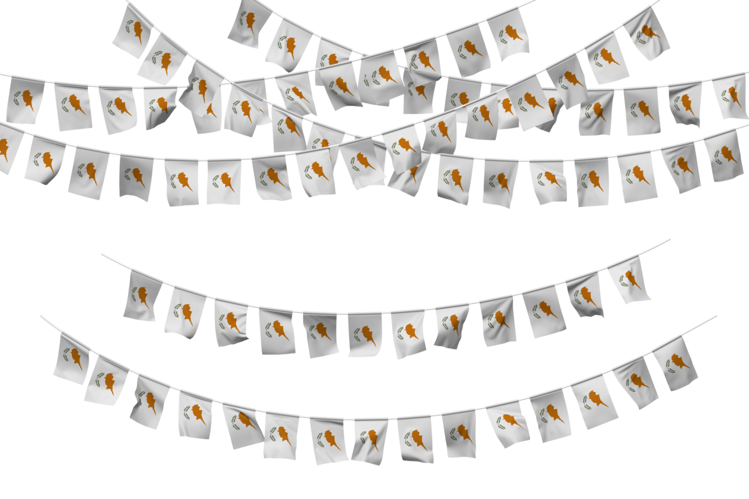 Cyprus Flag Bunting Decoration on The Rope, Jhandi, Set of Small Flag Celebration, 3D Rendering png