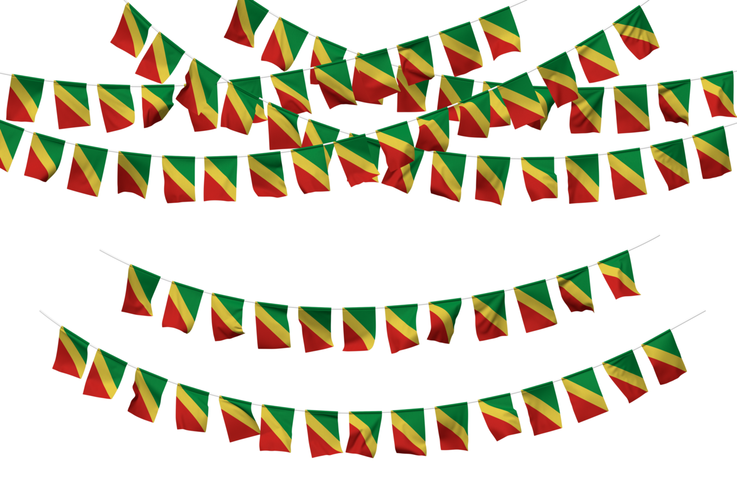 Republic of the Congo Flag Bunting Decoration on The Rope, Jhandi, Set of Small Flag Celebration, 3D Rendering png