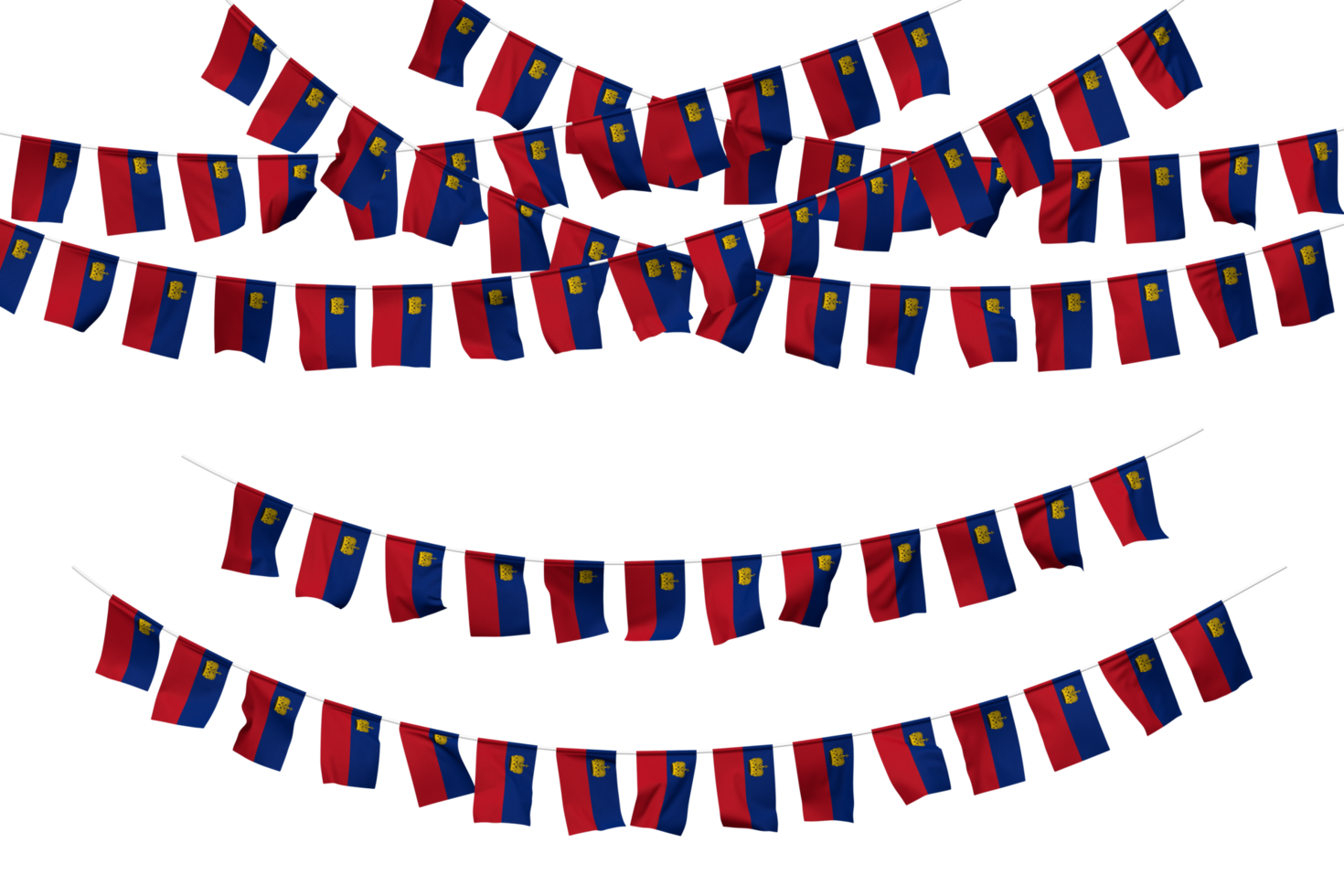 Liechtenstein Flag Bunting Decoration on The Rope, Jhandi, Set of Small Flag Celebration, 3D Rendering png
