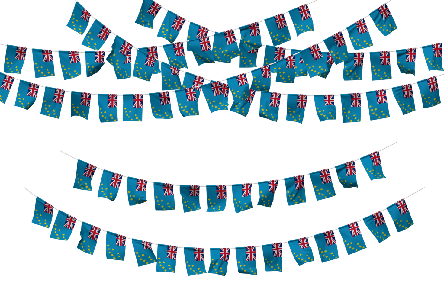 Tuvalu Flag Bunting Decoration on The Rope, Jhandi, Set of Small Flag Celebration, 3D Rendering png