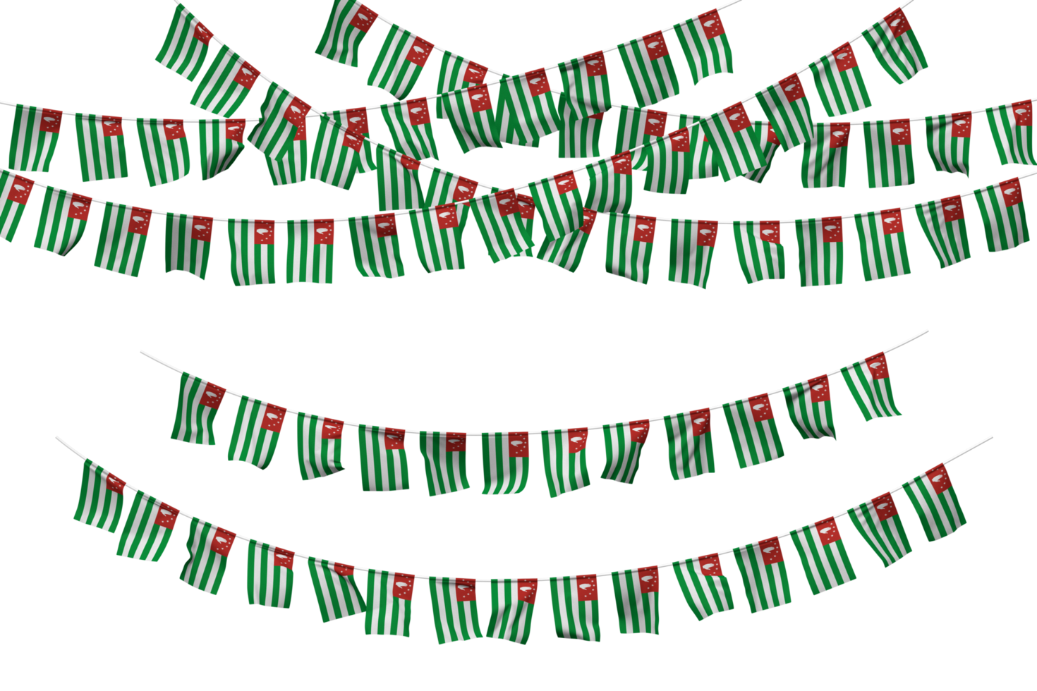 Abkhazia Flag Bunting Decoration on The Rope, Jhandi, Set of Small Flag Celebration, 3D Rendering png