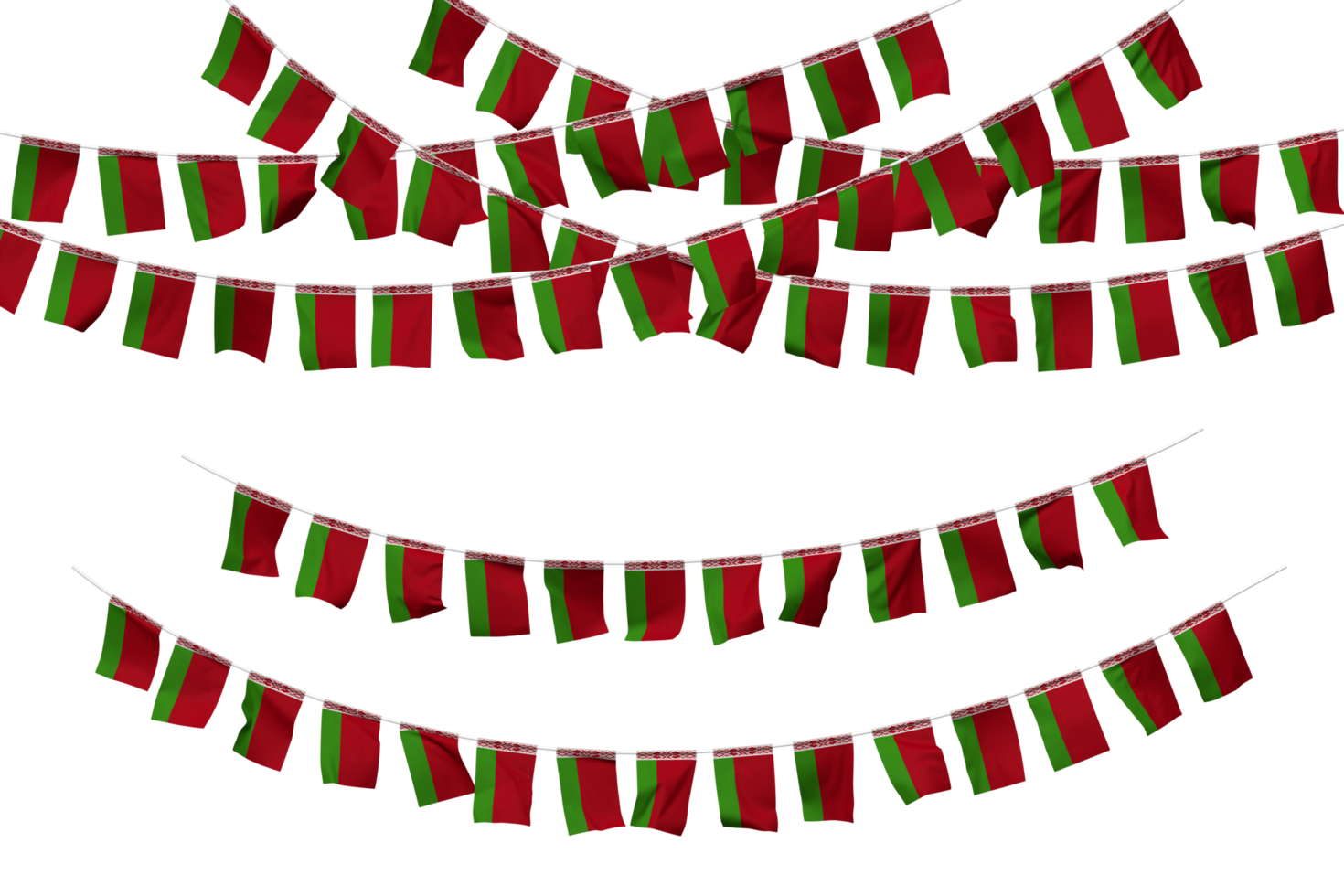 Belarus Flag Bunting Decoration on The Rope, Jhandi, Set of Small Flag Celebration, 3D Rendering png