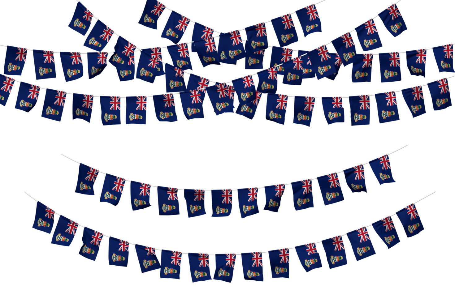 Cayman Islands Flag Bunting Decoration on The Rope, Jhandi, Set of Small Flag Celebration, 3D Rendering png