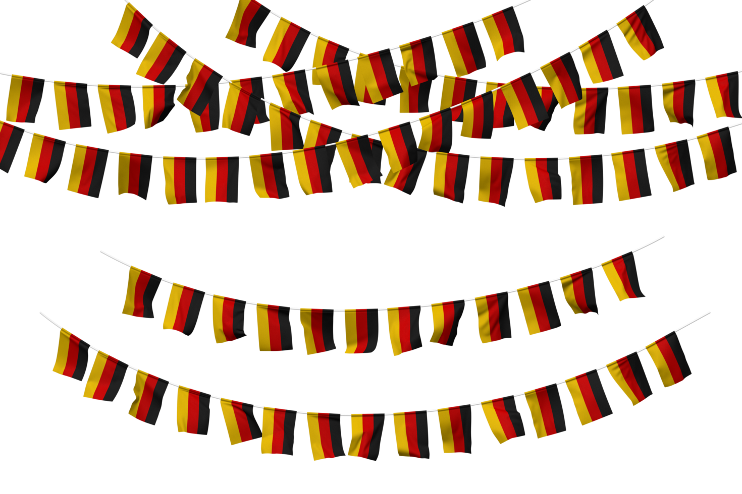 Allemagne drapeau bruant décoration sur le corde, jhandi, ensemble de petit drapeau fête, 3d le rendu png
