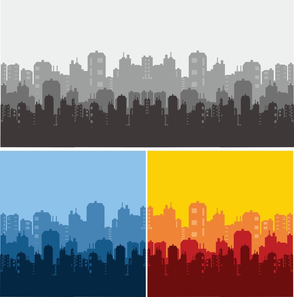 City building silhouette vector image illustrations