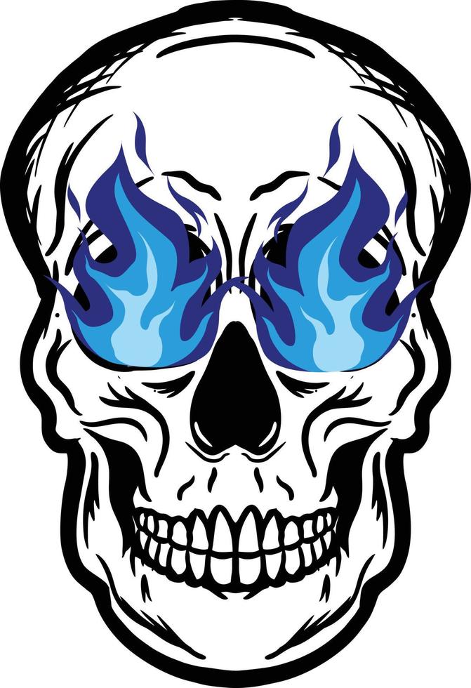 Skull head crossbones flame fire vector image illustrations