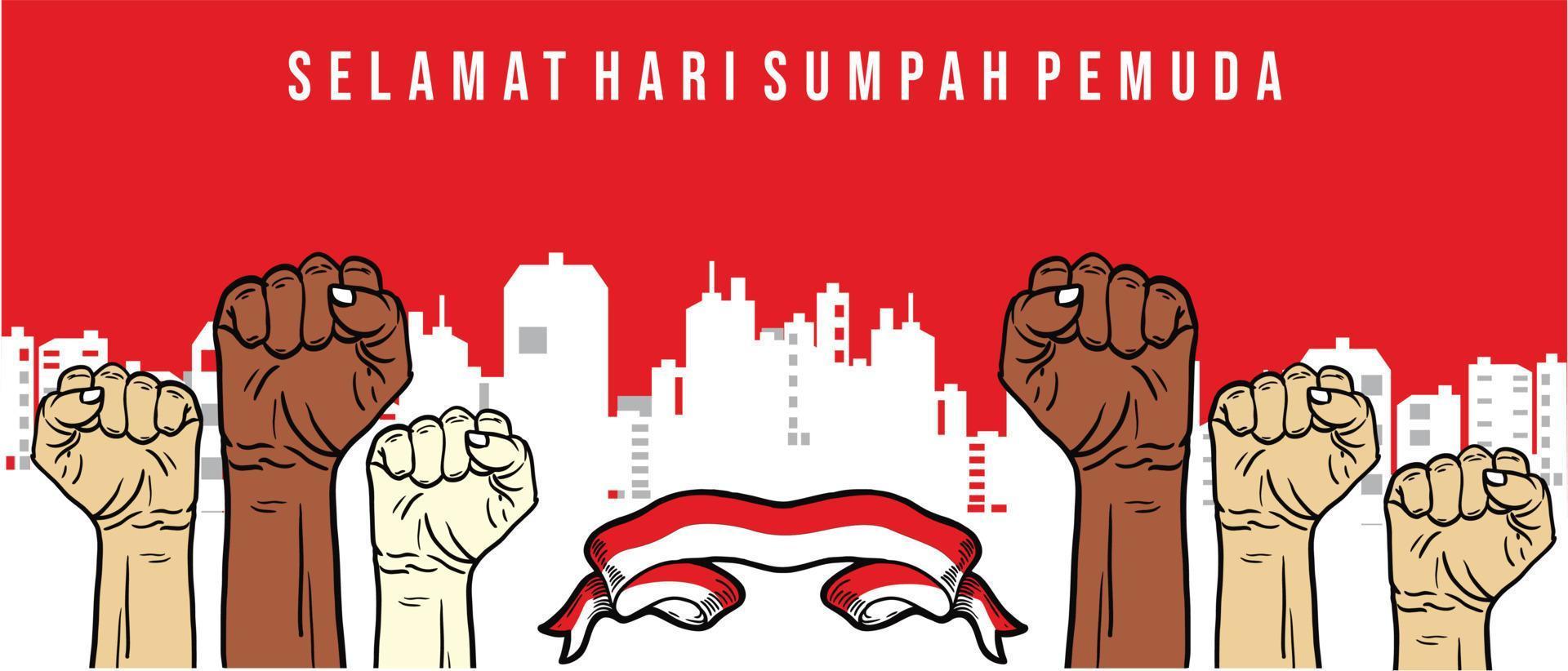Hari Sumpah Pemuda, 28 Oktober Translation  October 28 Happy Day Youth Pledge of Indonesia vector illustration.