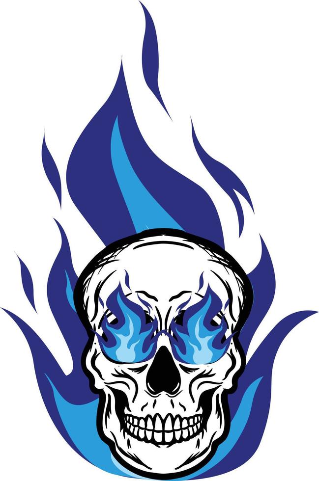 Skull head crossbones flame fire vector image illustrations