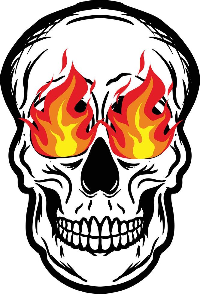 Skull head crossbones flame fire vector image illustrations