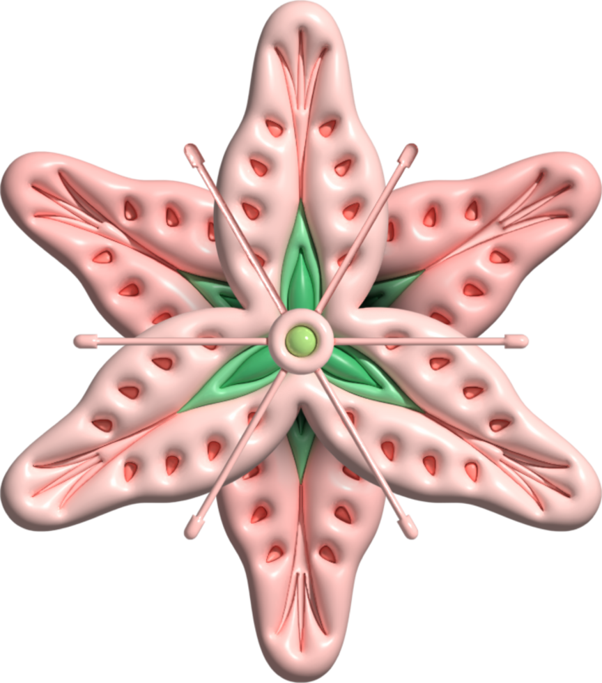 3D mandala flower, elements for decorations. Isolated illustration is on white background. Top view. png