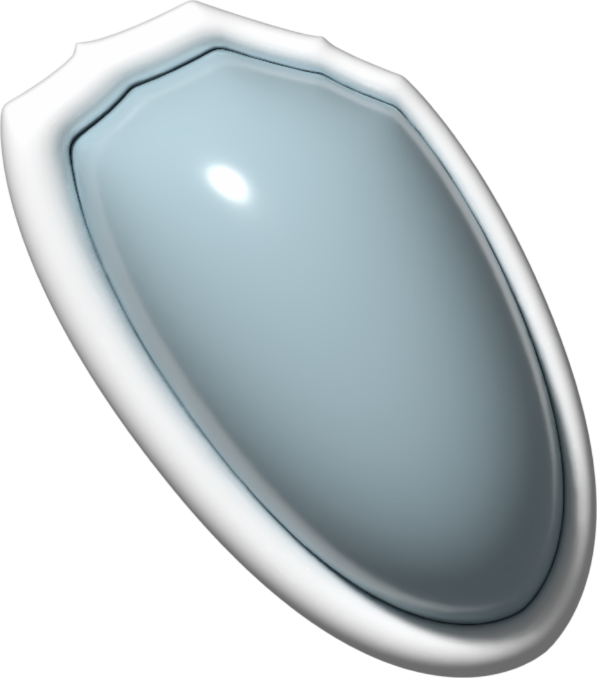 3D blue shield isolated on transparant background. png