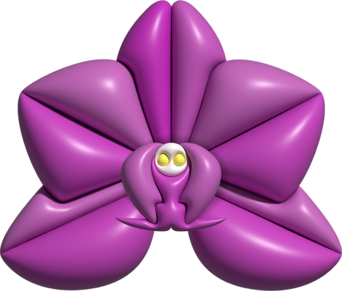 3D orchid isolated on transparent background. png