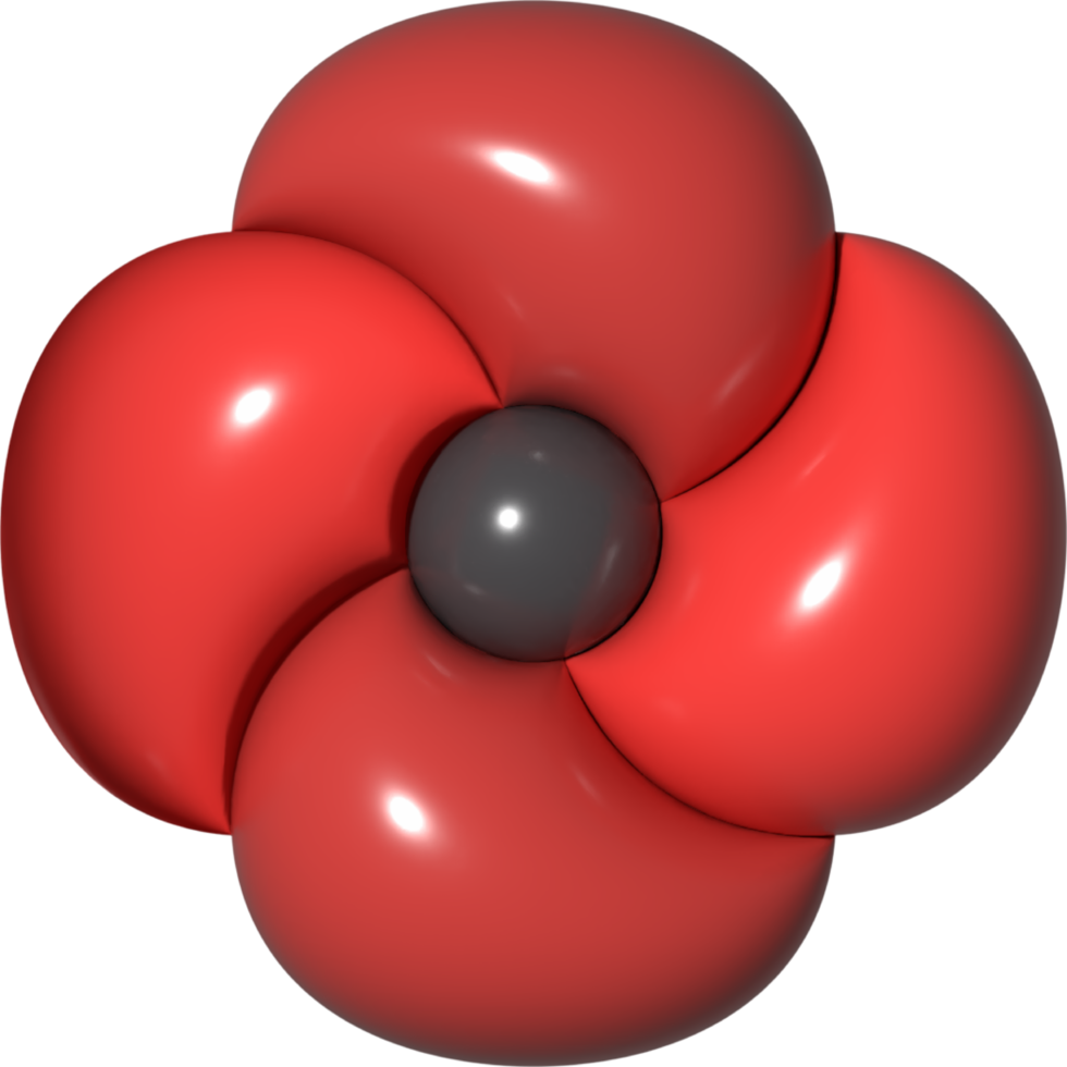 3D red poppy isolated on transparent background. png