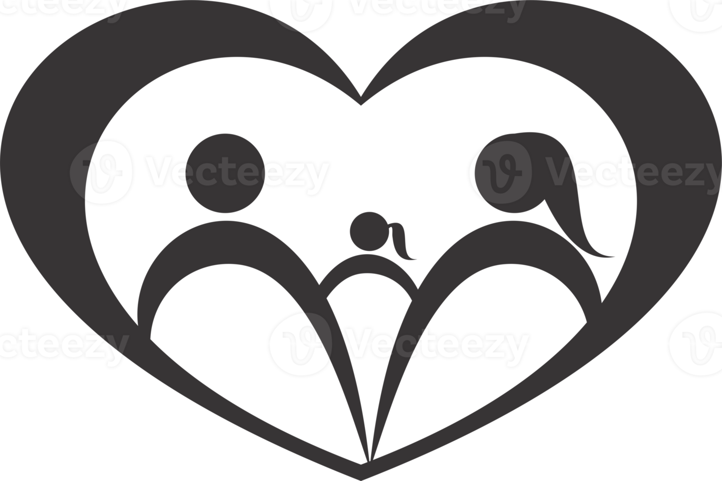 Love heart family icon PNG