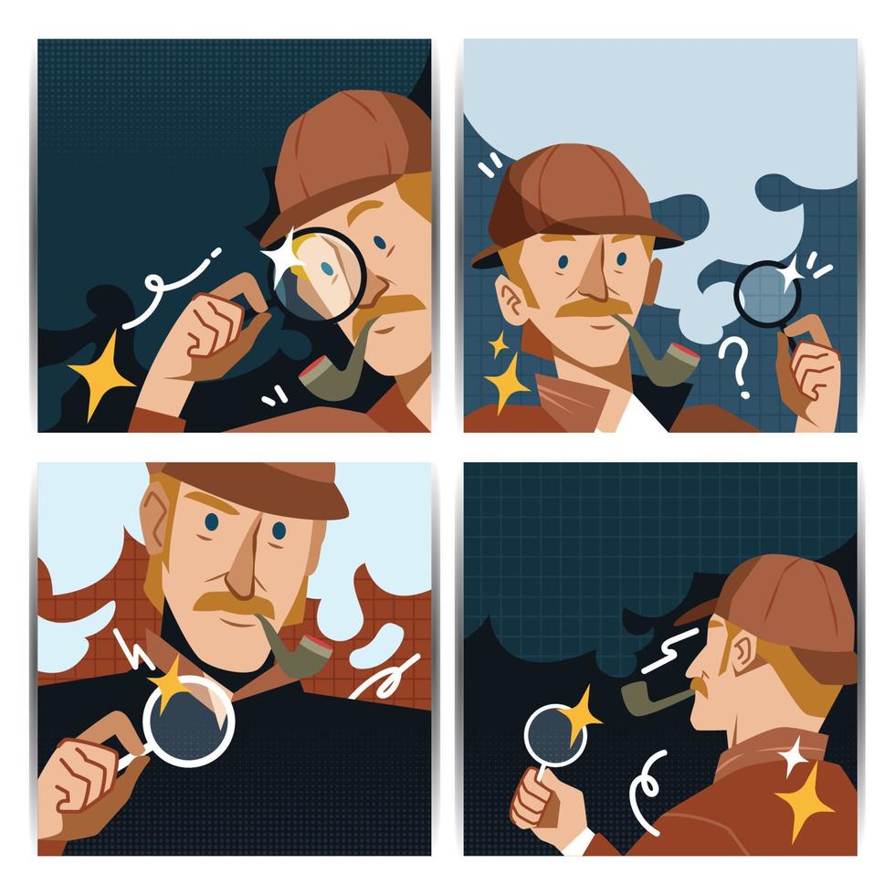 un detective en deber social medios de comunicación modelo diseño vector