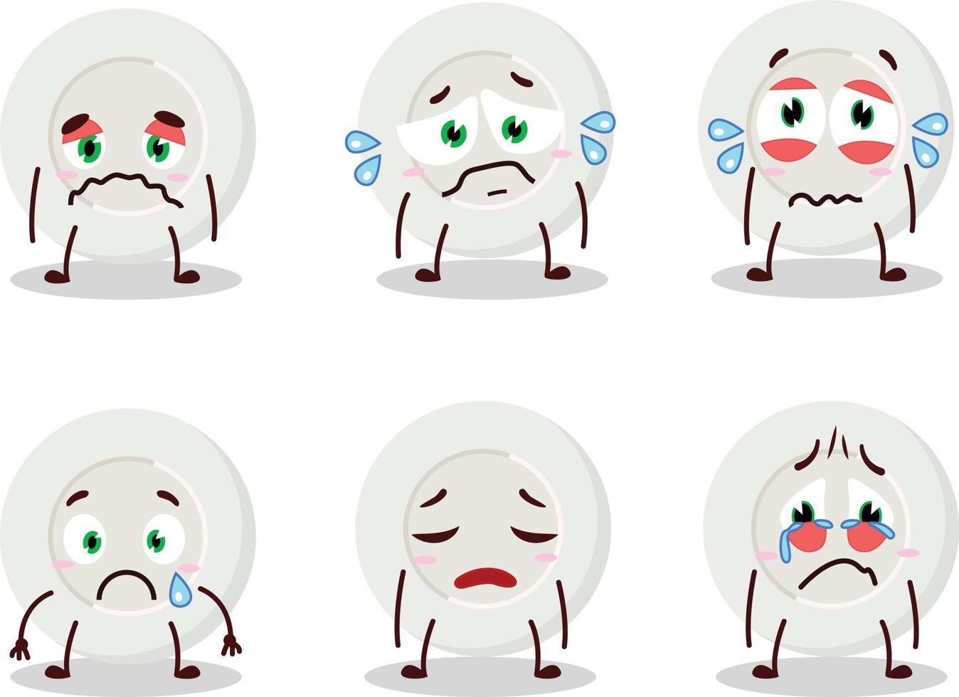 Plate angry expression cartoon character with sad expression vector
