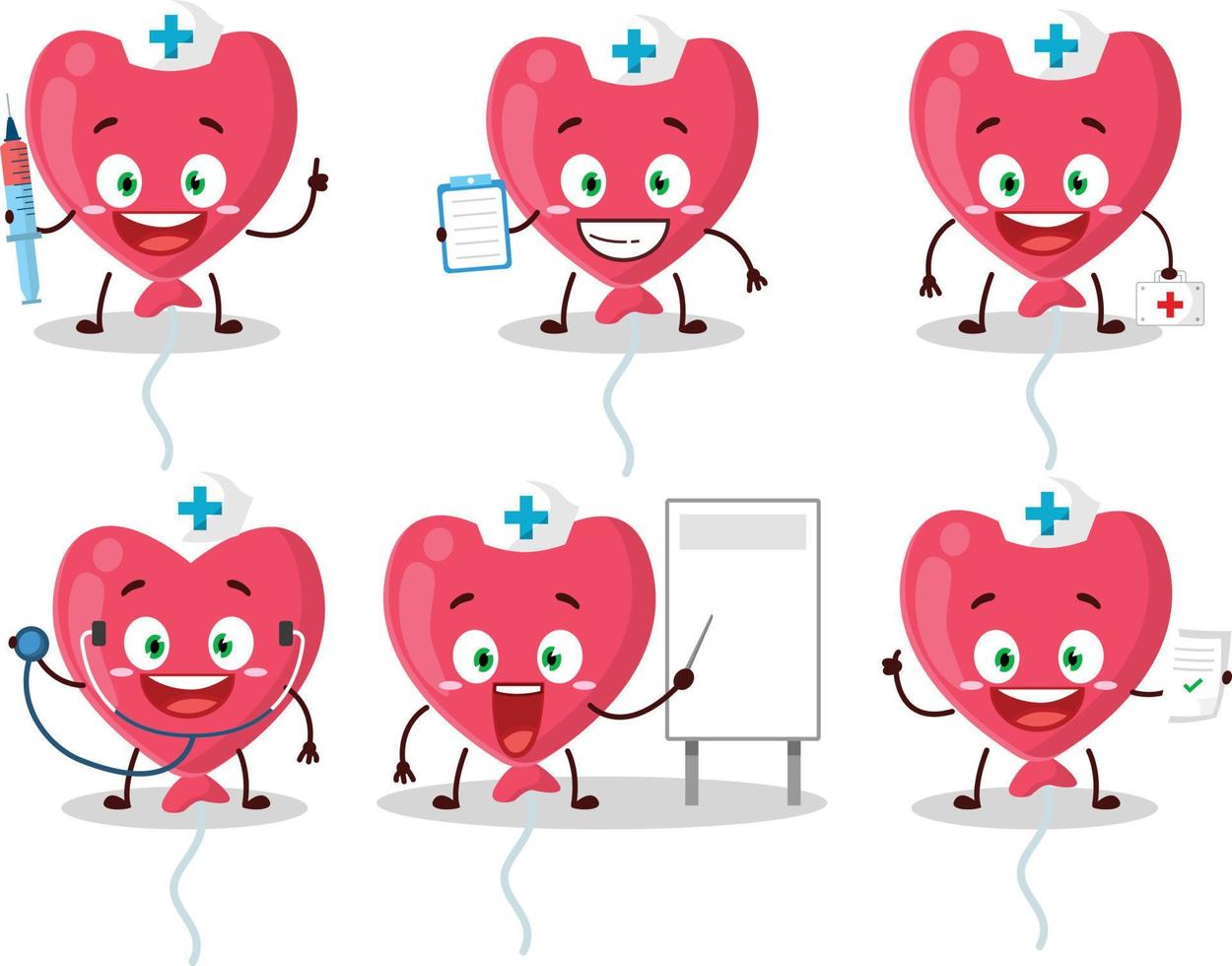 Doctor profession emoticon with red love balloon cartoon character vector