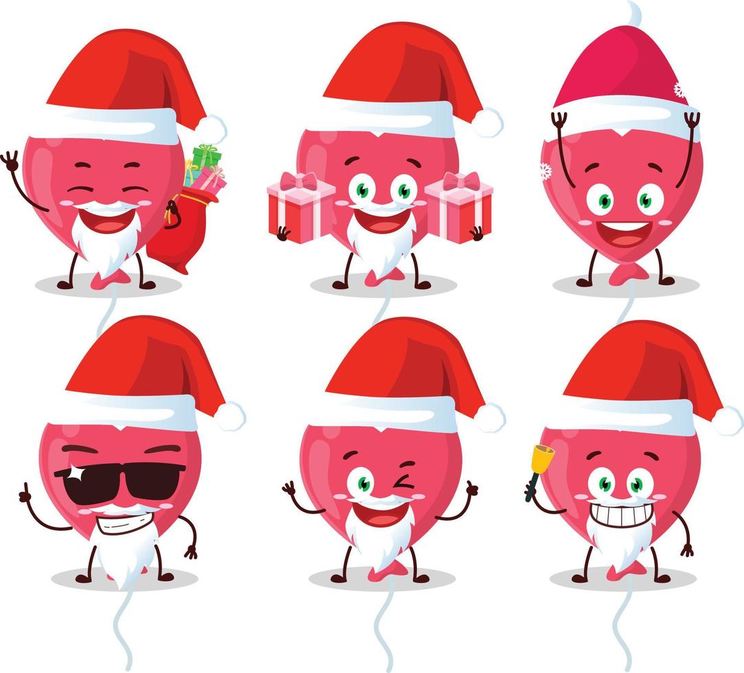 Papa Noel claus emoticones con rojo amor globo dibujos animados personaje vector