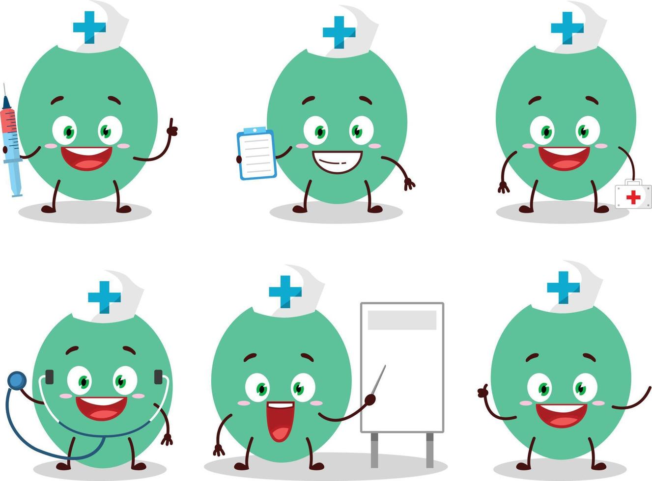 médico profesión emoticon con verde globo dibujos animados personaje vector