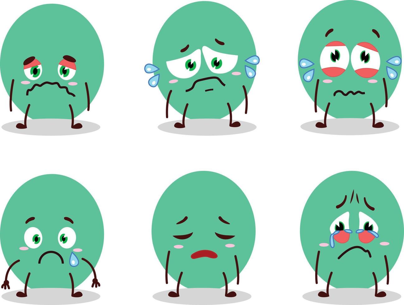 Green balloon cartoon character with sad expression vector
