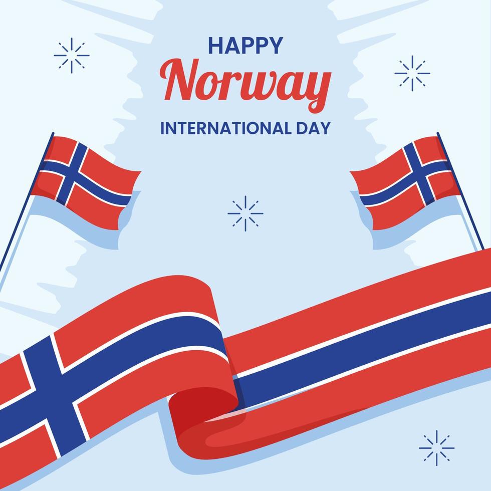 Norway National Day Social Media Background Illustration Cartoon Hand Drawn Templates vector