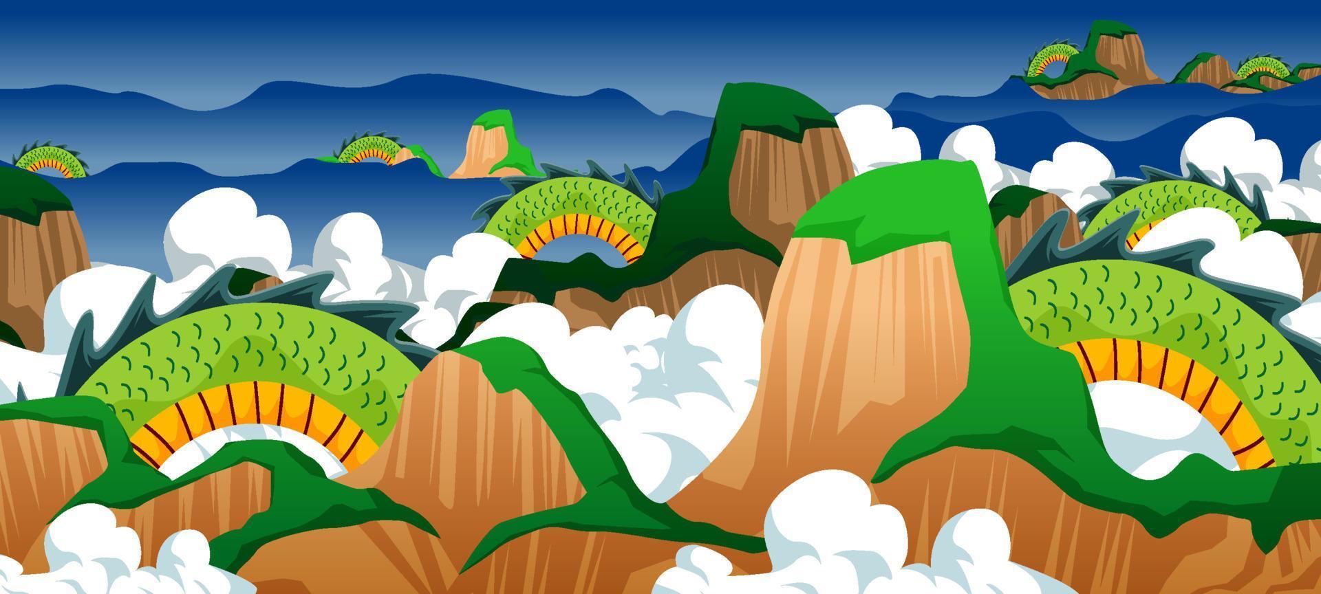 Background of Dragon in Fantasy Scenery vector