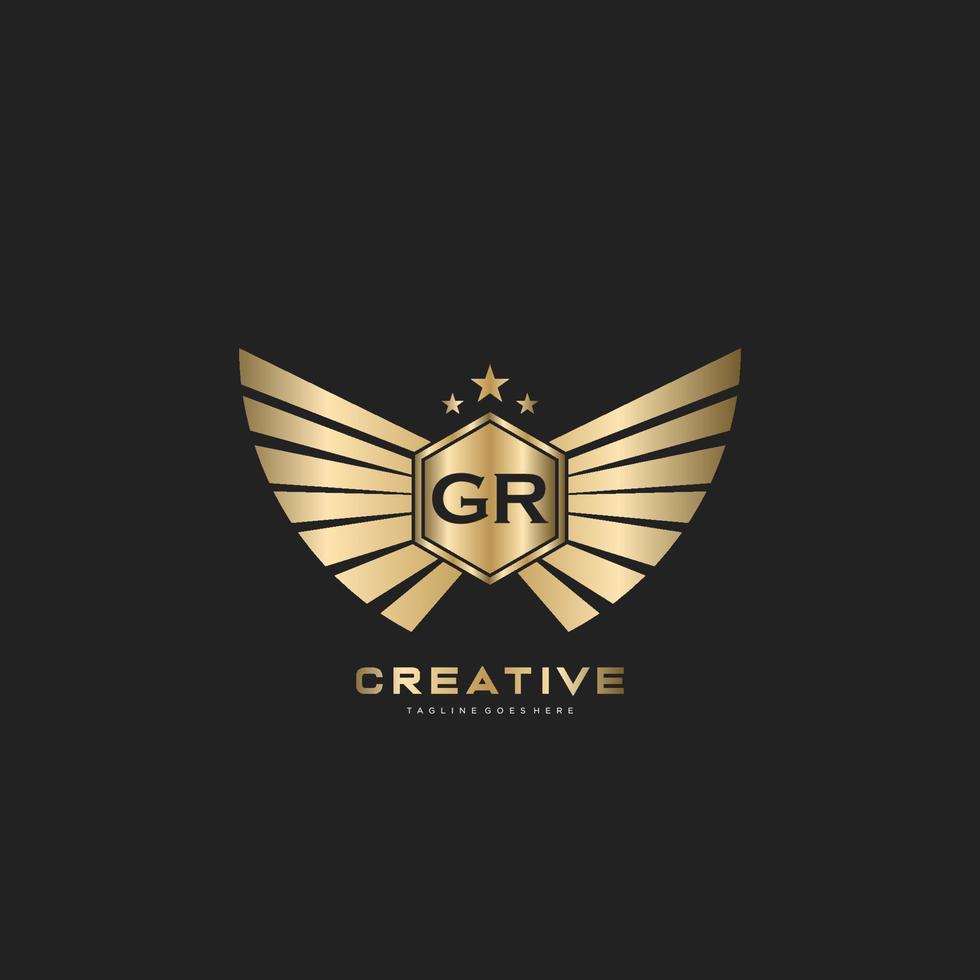 GR Letter Initial with Royal Luxury Logo Template vector