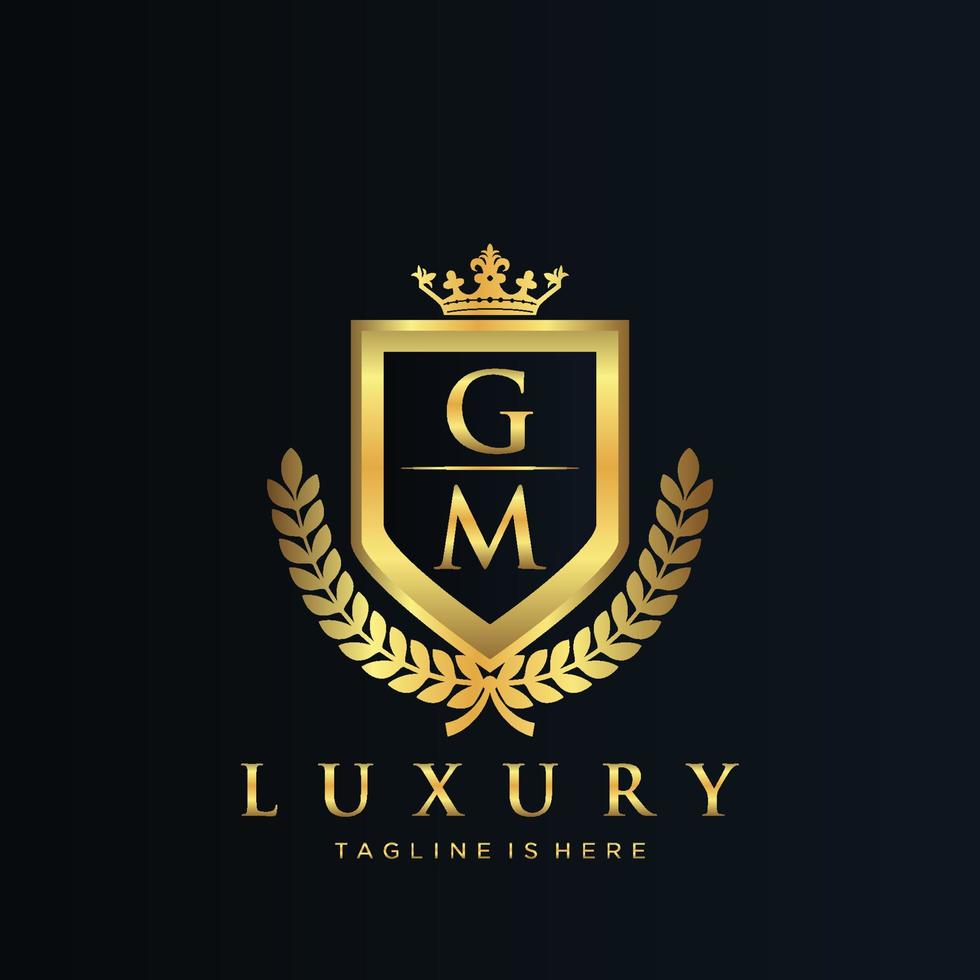 GM Letter gold logo template. Initial letter Luxury logo template