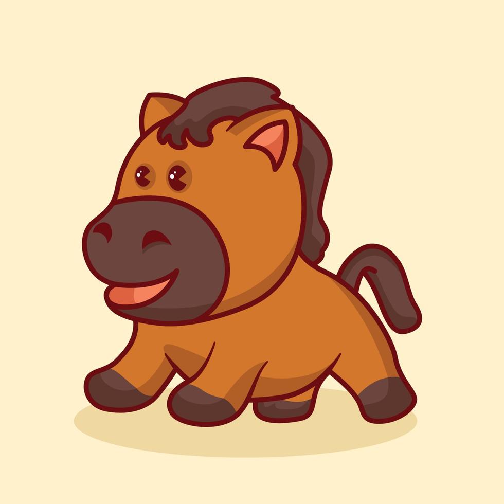 Cute horse cartoon vector icon illustration