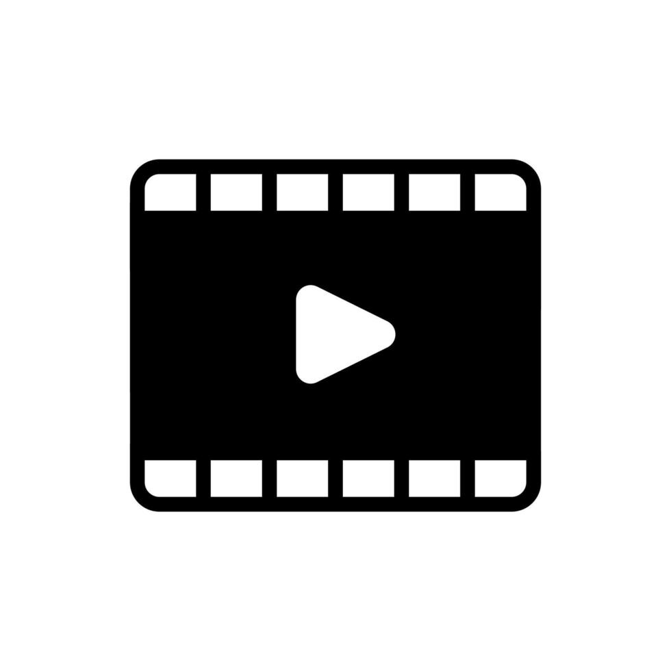 el ícono de video o película es una cinta de película con un botón de reproducción en el centro vector