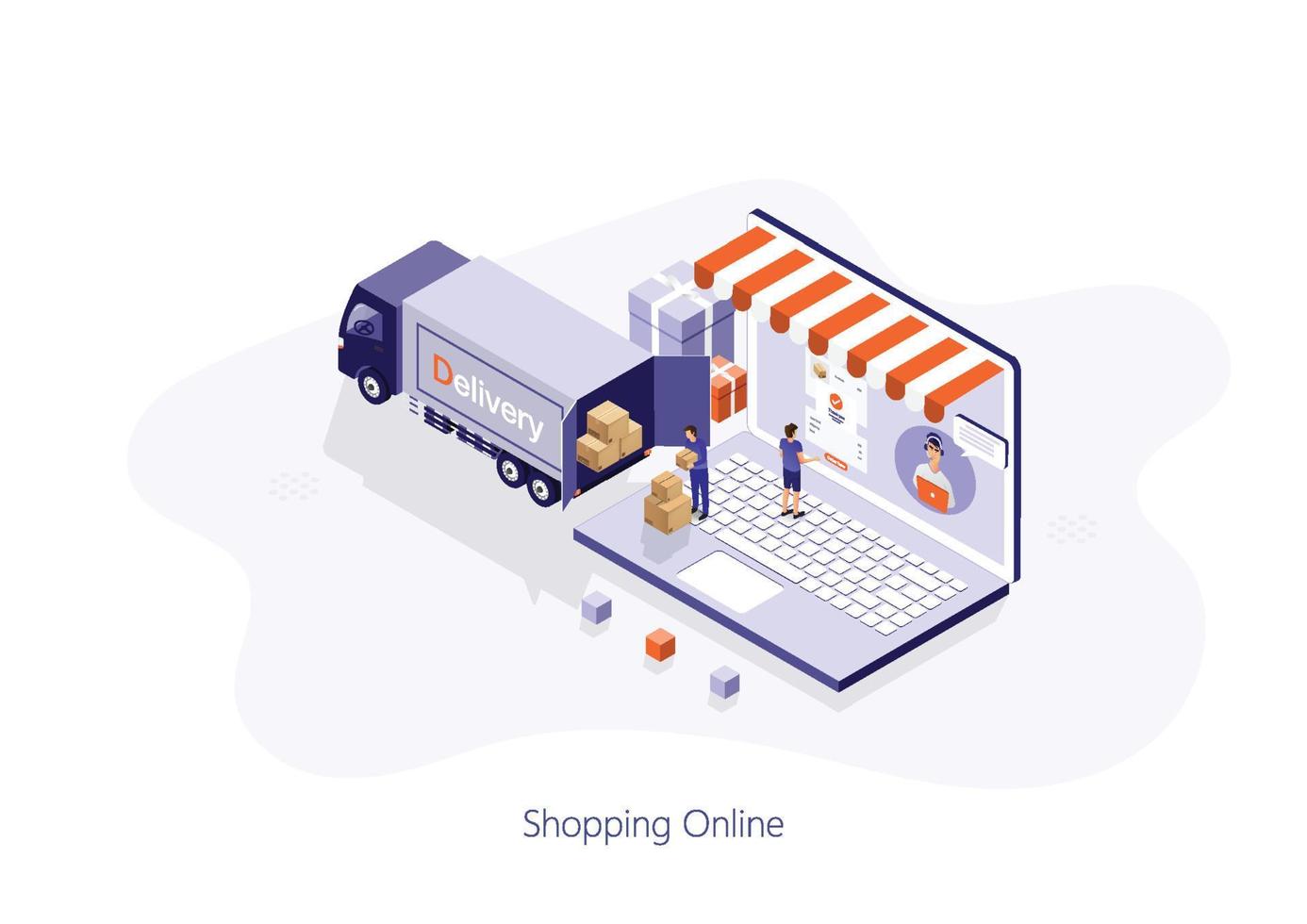 Online delivery service concept, online order tracking, Logistics delivery home and office on mobile. Vector illustration
