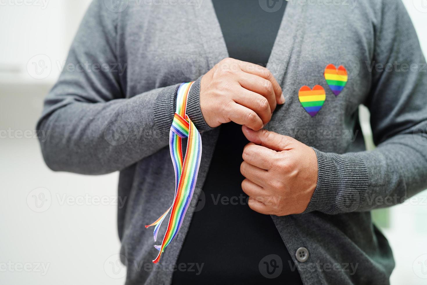LGBT flag, rainbow color love symbol, pride month in June, vector illustration. photo