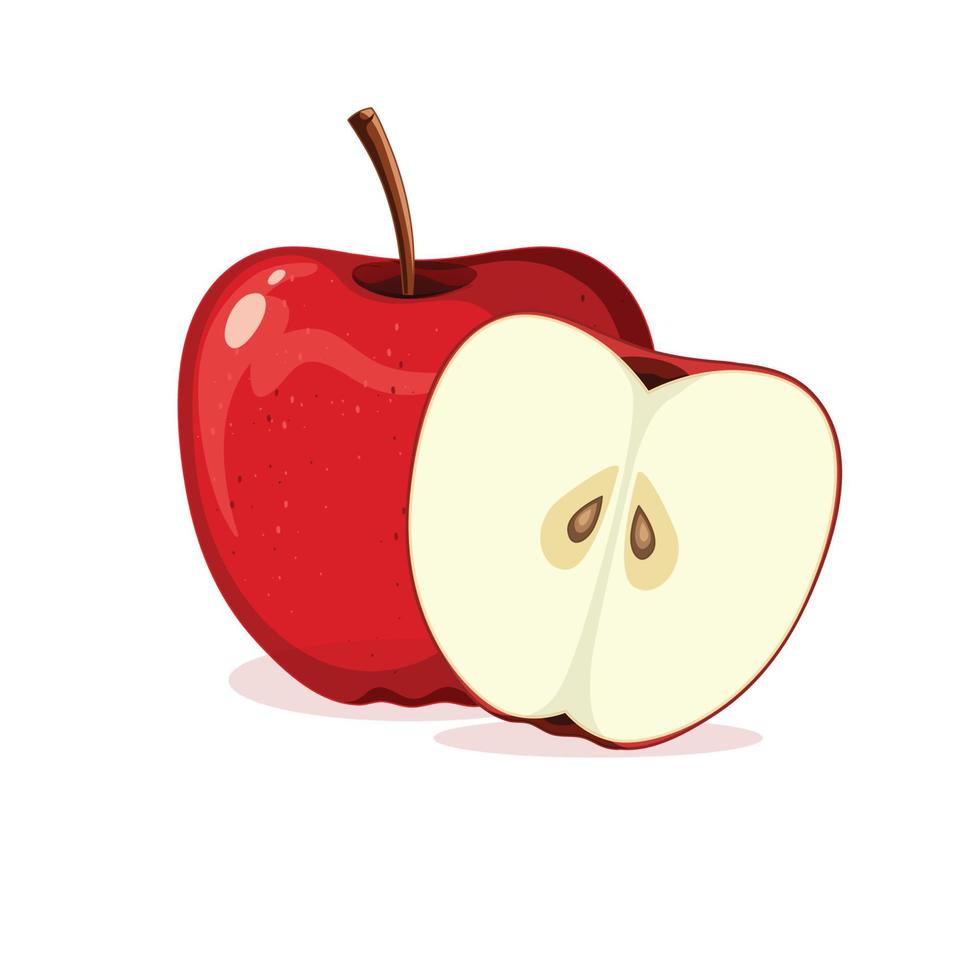 sweet and fresh red apple fruit vector
