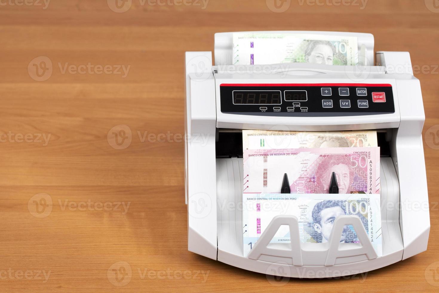 Peruvian money in the counting machine photo