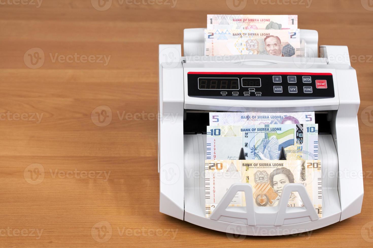 Sierra Leonean money in the counting machine photo