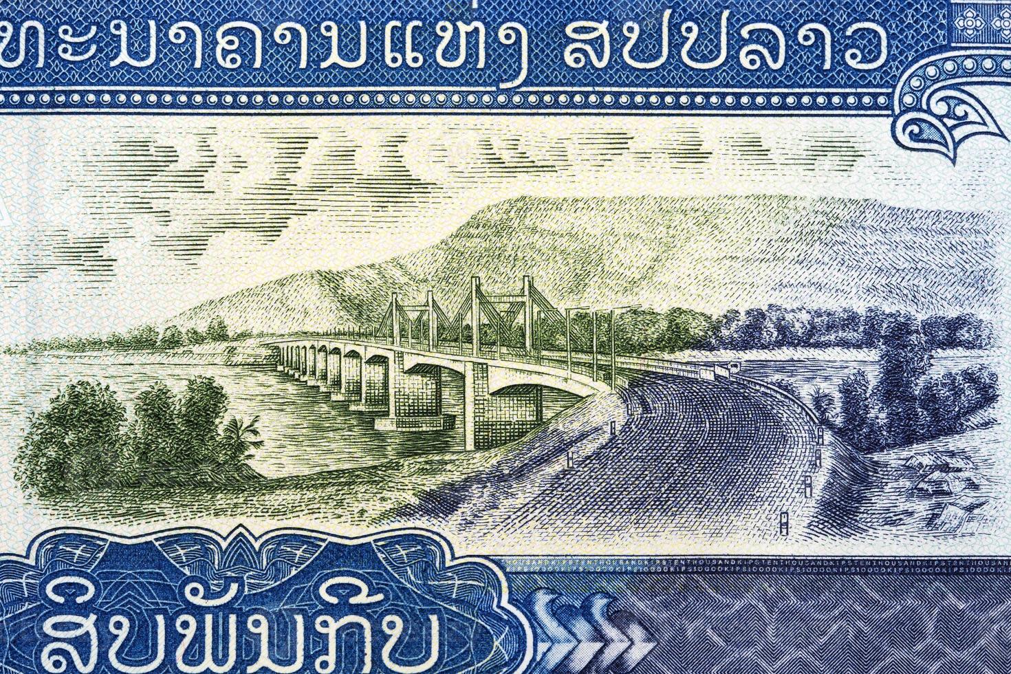 tailandés lao amistad puente desde lao dinero foto