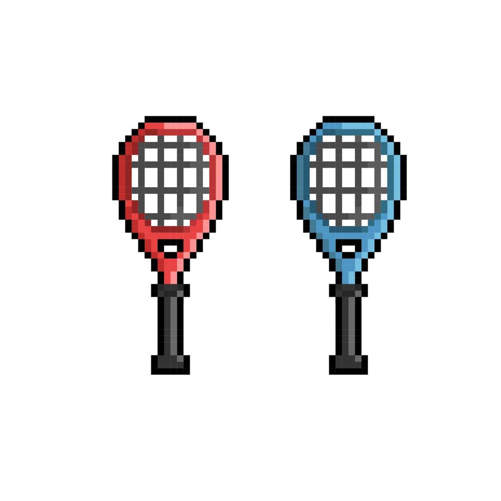 blue and red racket in pixel art style vector