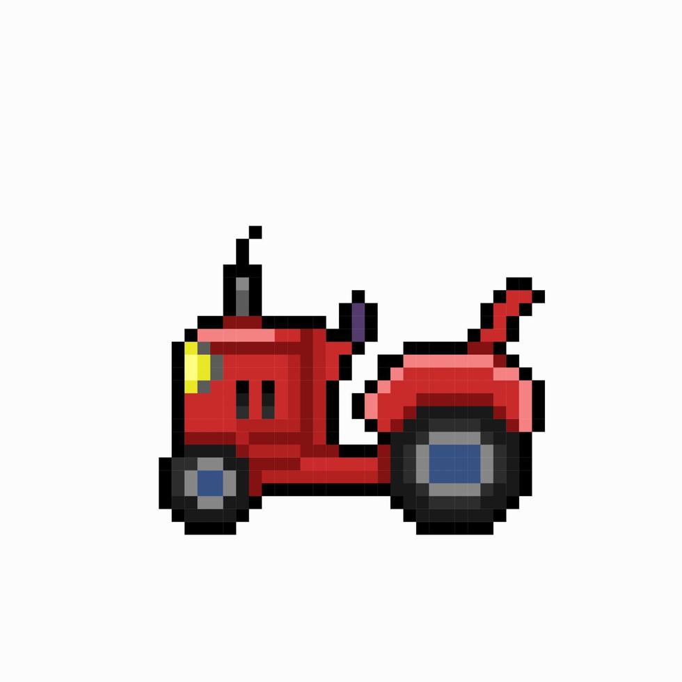 red tractor in pixel art style vector