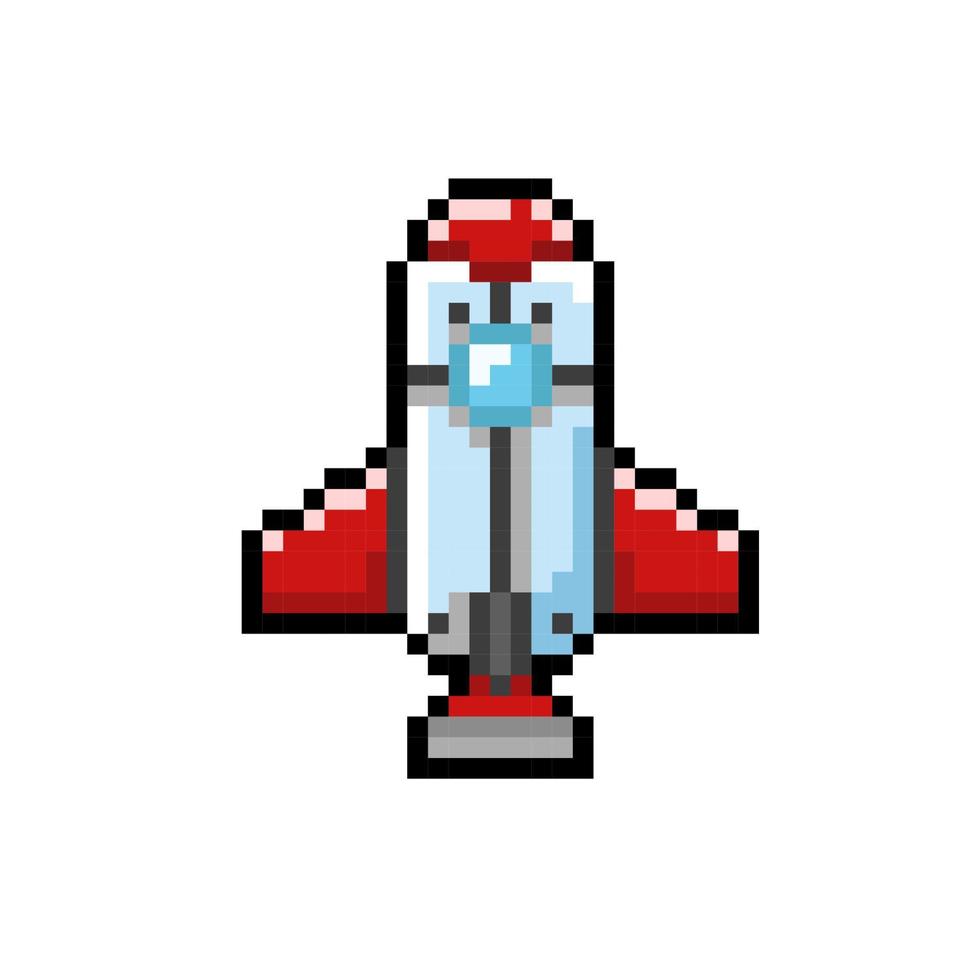 rocket ship in pixel art style vector