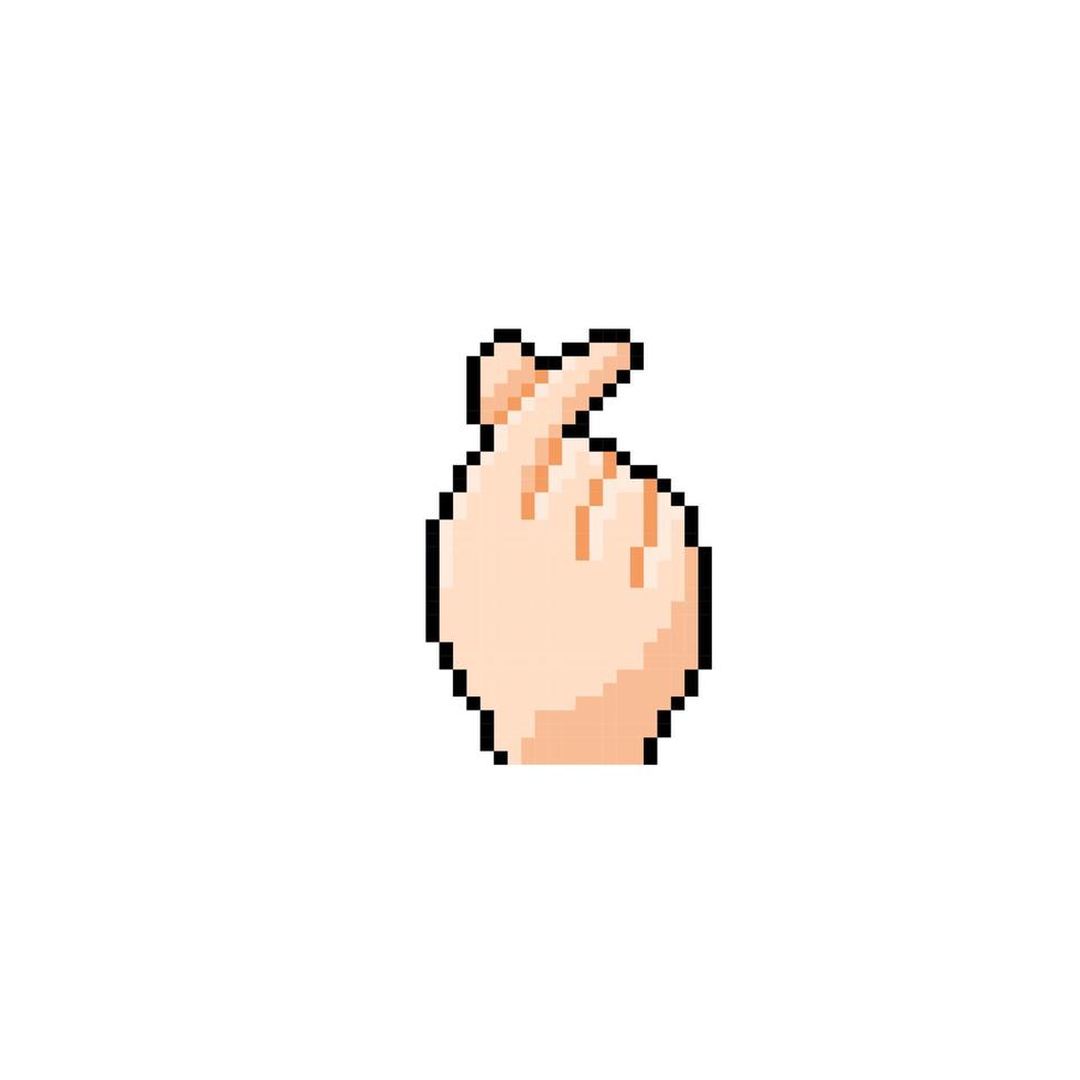 korean love hand sign in pixel art style vector